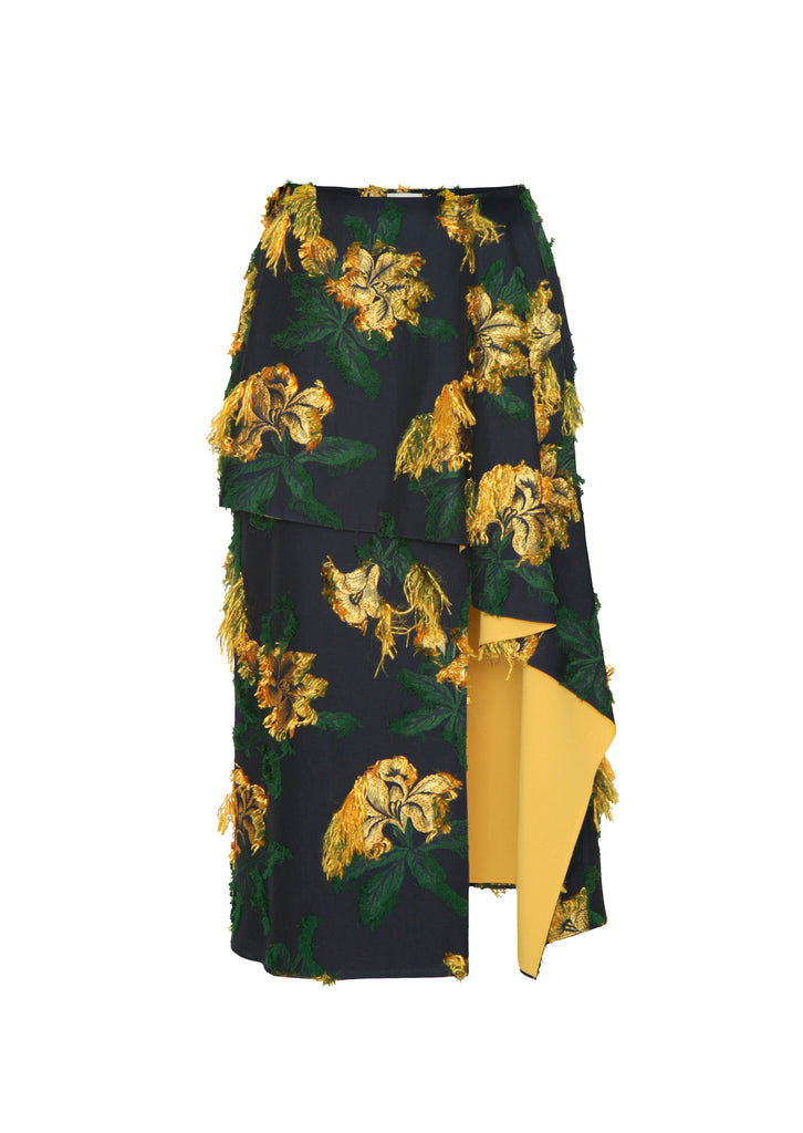 & Other Stories Voluminous Jacquard Midi Skirt in Yellow | Lyst